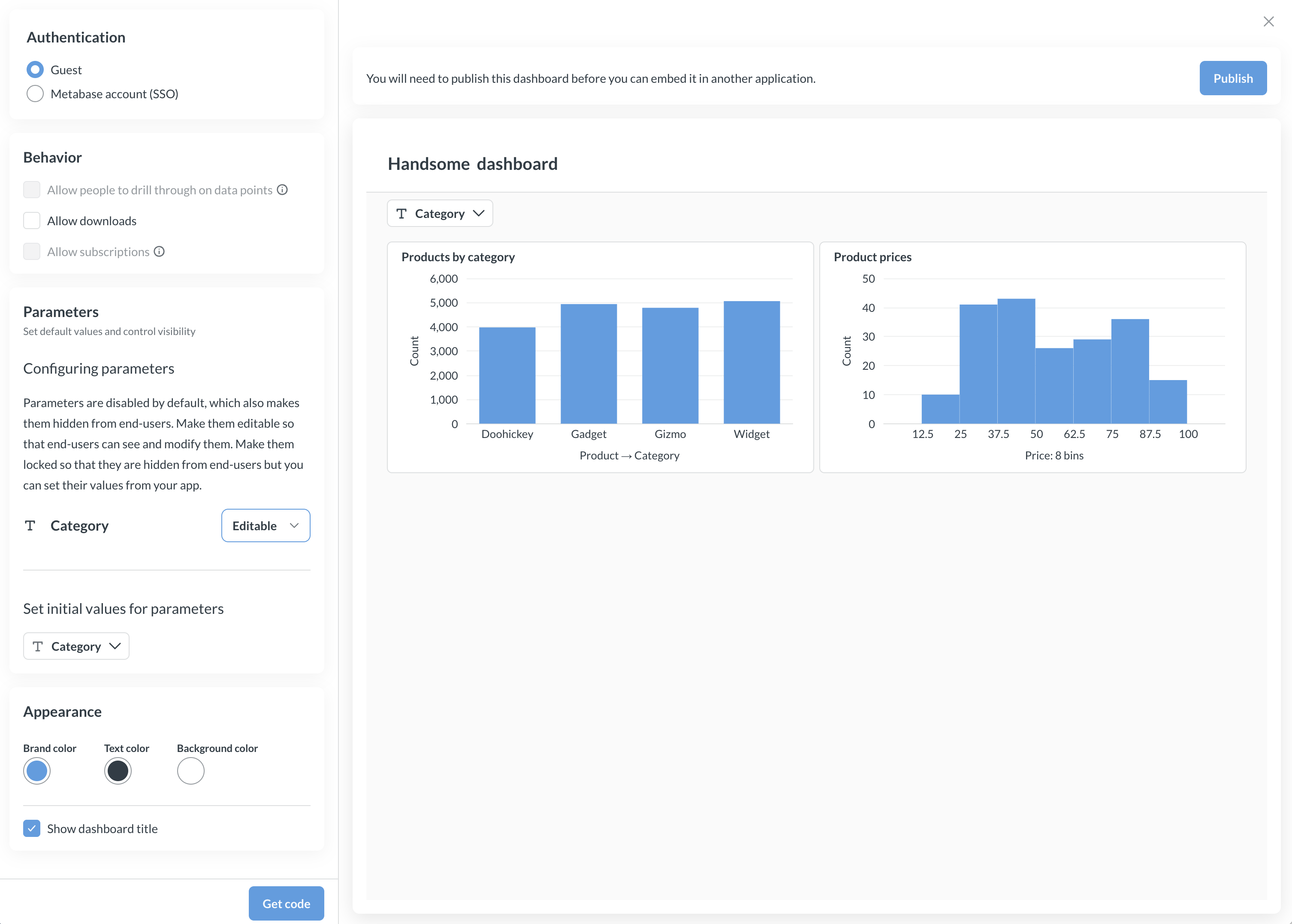 Guest embed settings