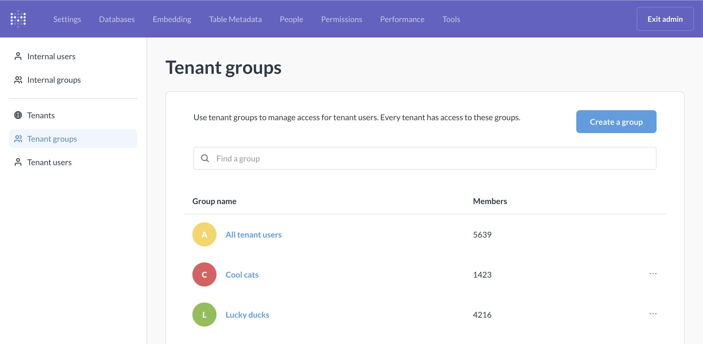Tenant groups types